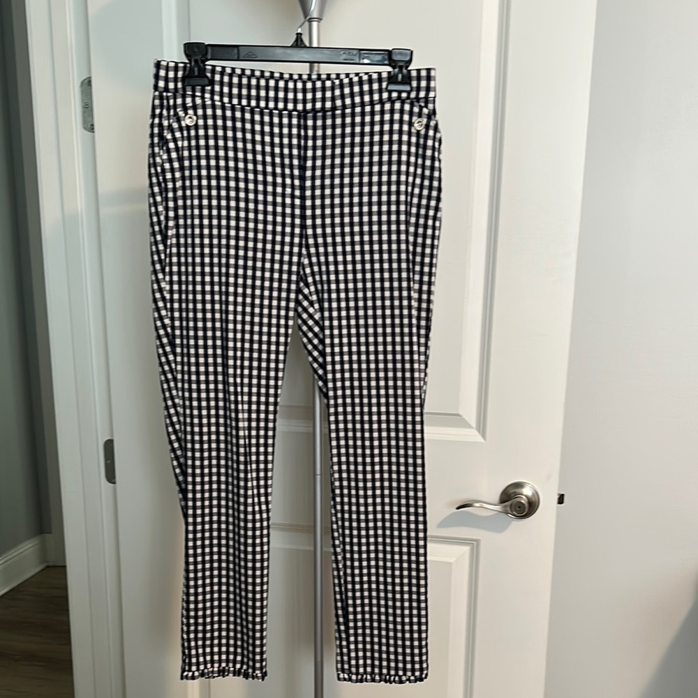 Women’s Navy and White Check Pants Sz 4